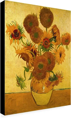 Trademark Fine Art Arte en lienzo de jarrón con girasoles por Vincent Van Gogh, 14 x 19 pulgadas