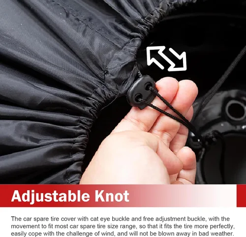 Miniatura 4 de Cubierta para neumático de repuesto para automóvil, protector de rueda impermeable antiarañazos con bolsa de herramientas lateral y asa, bolsa