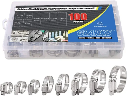 Miniatura 7 de Glarks Juego surtido de abrazaderas de manguera de engranaje helicoidal de acero inoxidable 304 de rango ajustable de 0.315-1.732 in, abrazadera