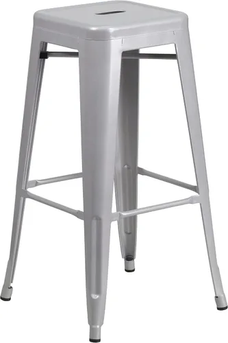 Miniatura 40 de Flash Furniture Lily - Juego de 4 taburetes de bar de metal rojo sin respaldo de 30 pulgadas de alto grado comercial para interiores y exteriores