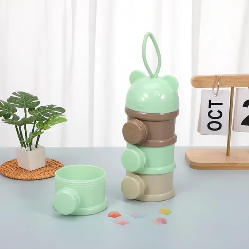 Miniatura 4 de Kisangel - Dispensador portátil de leche en polvo de 4 capas, contenedor de almacenamiento de fórmula de gran capacidad para alimentación de viaje