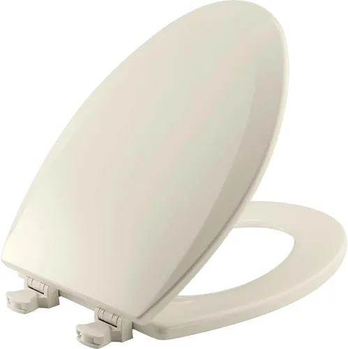 Miniatura 21 de Bemis 1500EC 146 - Asiento de inodoro con bisagras Fácil Limpia & Cambia, madera esmaltada duradera y anodizada, diseño alargado, color almendra