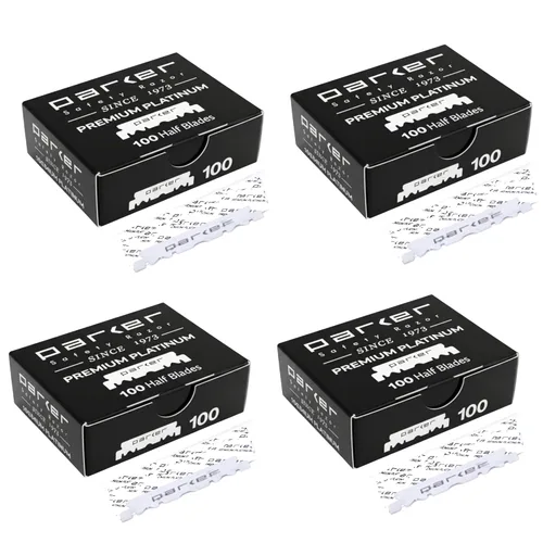Miniatura 5 de Parker Premium Platinum 1/2 cuchillas, 200 unidades **, para maquinillas de afeitar profesionales de peluquero, afeitadoras de afeitar y maquinillas