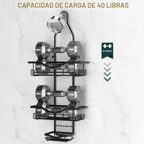 Miniatura 5 de Organizador de Ducha Colgante Ajustable, Organizador de Ducha a Prueba de Óxido de Longitud Extendida, Organizadores de Ducha Sobre Cabezal de Ducha