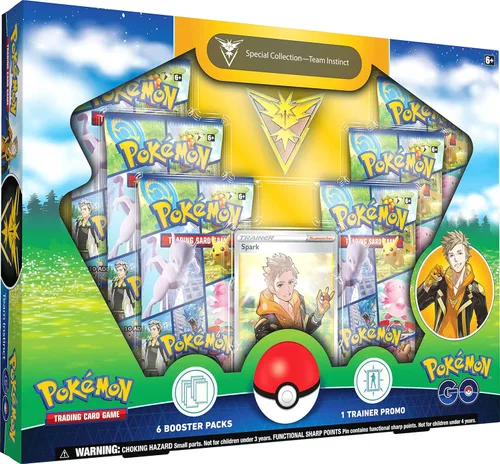 Pokémon TCG: GO Special Collection - Team Instinct (1 tarjeta promocional de aluminio, 1 pin Deluxe y 6 paquetes de refuerzo)