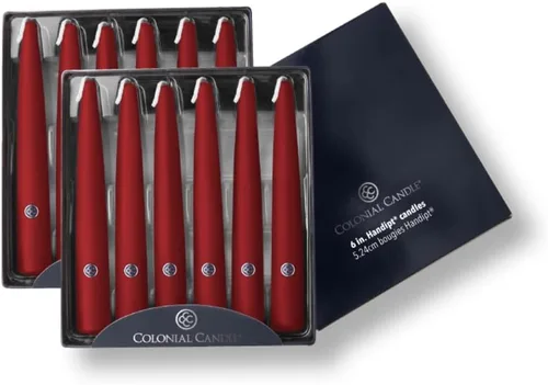 Miniatura 27 de Colonial Candle Vela cónica sin perfume, colección Handipt, ámbar, 12 pulgadas, paquete de 12, hasta 10 horas de combustión