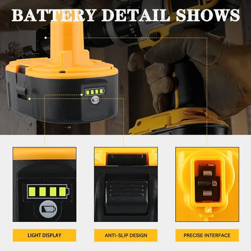 Miniatura 3 de DC9096 Paquete de 2 baterías de repuesto de iones de litio de 6.0Ah 18V para Dewalt compatible con batería Dewalt de 18 V DC9098 DC9099 DW9095