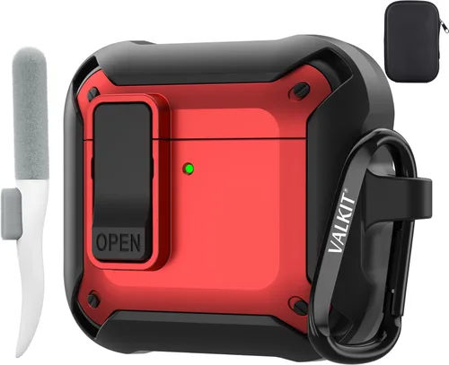 Miniatura 30 de Valkit Funda para Airpods para hombres con cerradura, funda de cuerpo completo con llavero para AirPods de Apple a prueba de golpes, funda