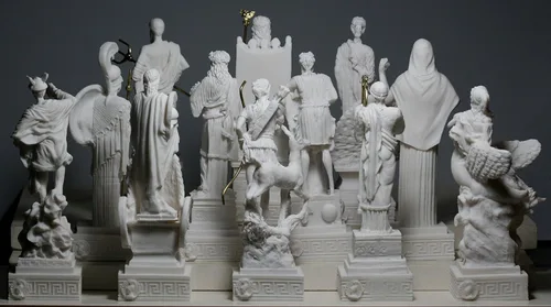 Miniatura 3 de Conjunto de 12 esculturas de estatua de alabastro de 12 dioses olímpicos griegos