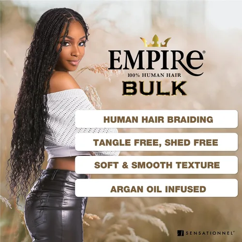 Miniatura 5 de Sensationnel Empire Bulk Braiding – Trenzado a Granel – Trenzas de cabello humano profundo para estilos de caja boho sin nudos o estilos de ondas