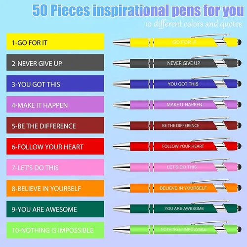 Miniatura 4 de 100 piezas bolígrafos inspiradores a granel, bolígrafo motivacional con punta stylus, bolígrafos de tinta divertidos a granel, regalos inspiradores
