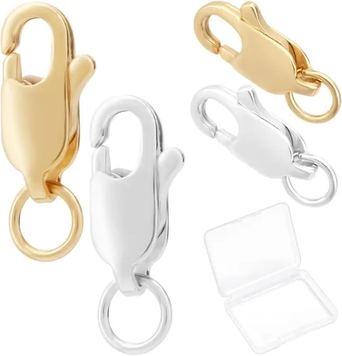 Miniatura 7 de Beebeecraft 1 caja, 20 cierres de pinza de langosta chapados en oro de 18 quilates, 0.472 x 0.236 x 0.118 in, conectores con cuentas abiertas