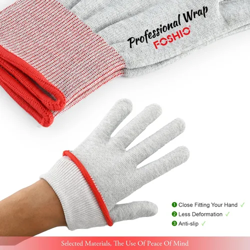 Miniatura 4 de FOSHIO Guantes de vinilo con envoltura - Herramienta profesional de aplicación antiestática, guantes de trabajo libres de polvo de fibra de carbono