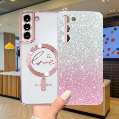 Miniatura 233 de ZONRW - Funda para Samsung Galaxy S22 Ultra magnética, para mujeres y niñas, cubierta trasera suave, lujosa, con corazón de amor, bling, degradado