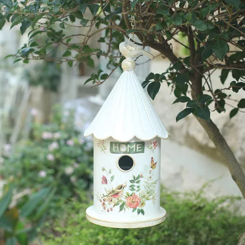 Miniatura 8 de Casas de pájaros colgantes de metal para exteriores, casitas de pájaros para exteriores, nido de pájaros único para pájaros azules, pajarillos