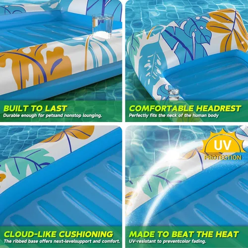 Miniatura 5 de CACSPS Flotadores inflables de piscina para adultos, sillas flotantes con portavasos, flotadores de piscina resistentes para diversión acuática