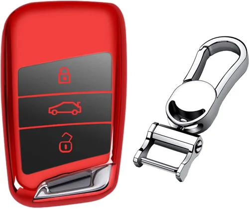 Miniatura 14 de Hombres Mujeres Cuero Genuino Llavero Funda para Volkswagen Arteon Atlas Golf Alltrack Jetta GLI Passat Taos SEL para Tiguan para Skoda Kodiaq