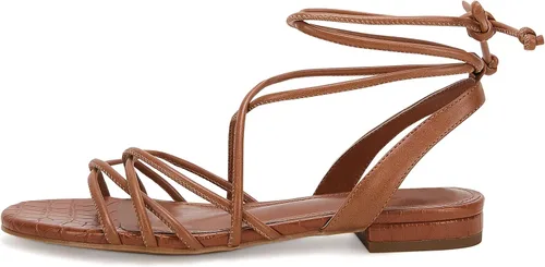 Miniatura 3 de Ermonn Sandalias planas con cordones para mujer con tirantes y punta abierta, tirantes cruzados y casuales de verano