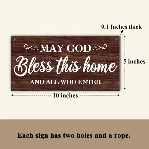 Miniatura 2 de Placa de madera cristiana para colgar en la pared, decoración cristiana del hogar, regalo de inauguración de la casa, Dios bendiga esta religión