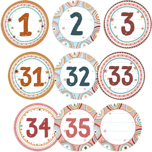 Lincia 40 recortes numéricos de 1 a 35 recortes para tablón de anuncios y 5 tarjetas en blanco, números de calendario para el aula con 8 hojas de