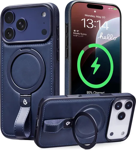 Miniatura 29 de Butaiga - Funda para iPhone 12 Pro Max con correa de cuero, soporte de anillo, color negro Finger Loop, Relieve Smartphone Pinky Strain