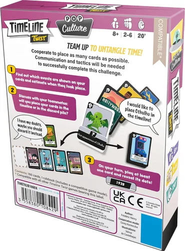 Miniatura 2 de Timeline Twist Pop Culture Edition - ¡Prueba tu conocimiento cronológico! Juego de preguntas cooperativas, divertido juego familiar para niños