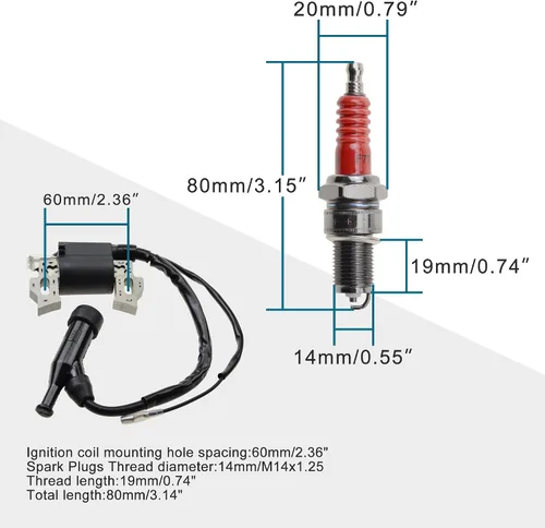 Miniatura 2 de GOOFIT Bobina de encendido Magneto Generador con bujías F7TC Reemplazo para GX120 GX160 GX200 GX240 GX270 GX340 GX390 Motor Cortacésped Tractor