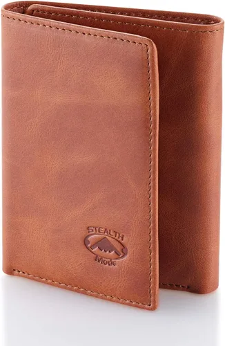 Miniatura 8 de Stealth Mode Trifold portafolios de piel RFID bloqueo, bolso para hombres
