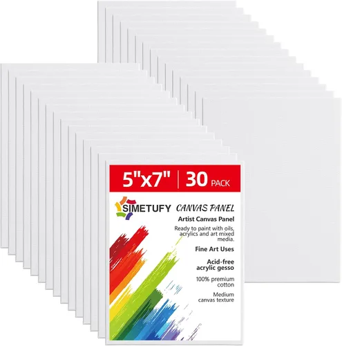 Miniatura 11 de Simetufy Paquete de 12 tableros de lienzo de 9 x 12 pulgadas para pintar paneles de lienzo, imprimados con gesso sin ácidos, 100% algodón