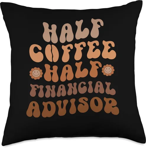 Miniatura 5 de Matching Financial Advisor Gifts, Half Financial Advisor Groovy Coffee Lover - Almohada de 16 x 16 pulgadas, multicolor