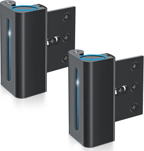 Paquete de 2 cerraduras de refuerzo de puerta que soporta 800 libras de fuerza, cerradura de puerta negra a prueba extra para niños requiere Negro