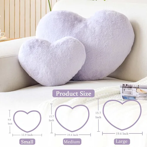 Miniatura 2 de XVTRU Almohadas de Corazón de Lavanda, Linda Almohada Decorativa de Corazón, Almohadas Decorativas en Forma de Corazón para Cama, Almohada Cojín