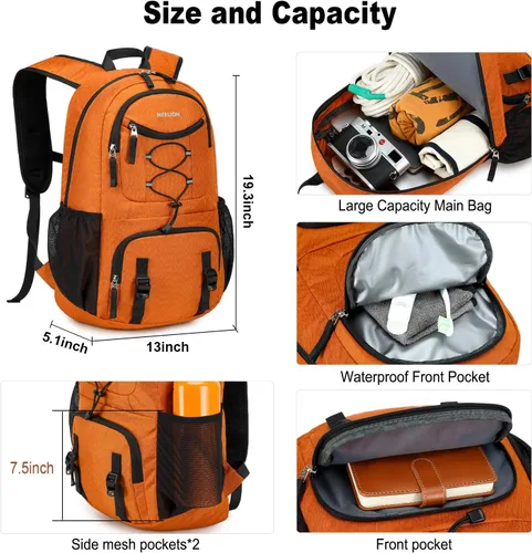 Miniatura 3 de Nerlion - Mochila de viaje ligera y plegable de 35 litros para hombres y mujeres, para campamento, impermeable, para senderismo, al aire libre