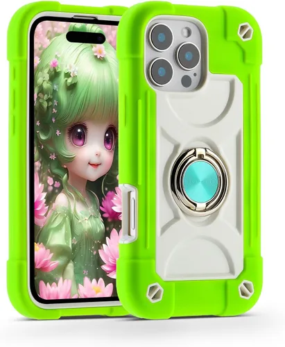 Miniatura 64 de MARKILL Funda compatible con iPhone 15 de 6.1 pulgadas con soporte integrado, [grado militar resistente de cuerpo completo] protección contra Rosa
