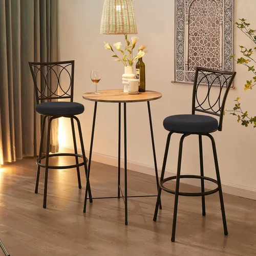 Miniatura 2 de Deisy Dee 4 fundas de asiento redondas para taburetes de bar, fundas elásticas para sillas redondas de 13 a 16 pulgadas (negro)