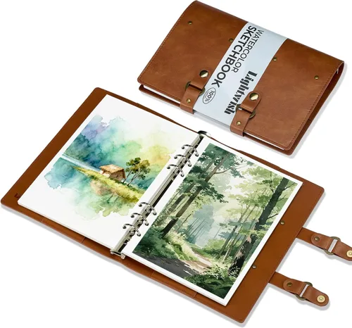 Miniatura 11 de Lightwish Cuaderno de bocetos de acuarela, diario de acuarela 100% algodón sin ácidos, 140 libras, papel de acuarela de prensa en frío para Hebilla