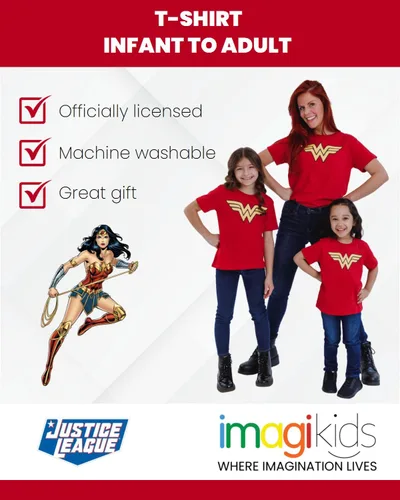 Miniatura 3 de DC Comics Camiseta familiar a juego de Batman Superman Wonder Woman de la Liga de la Justicia para bebés y adultos