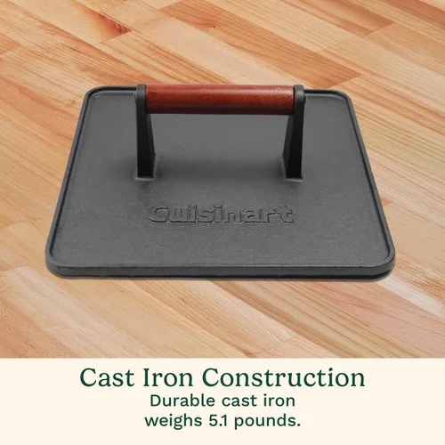 Miniatura 3 de Cuisinart Prensa de Parrilla XL de Hierro Fundido, 10" x 10" Prensa de Servicio Pesado Antiadherente para Hamburguesas Smash y Bistec con Mango