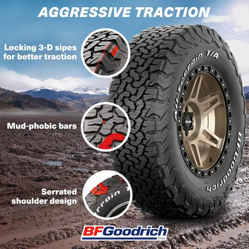 Miniatura 4 de BFGoodrich Neumático radial para automóvil todo terreno T/A KO2 para camiones ligeros, SUVs y crossovers, 34x10.50R17/D 120R 120R
