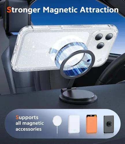 Miniatura 1419 de FNTCASE Funda para iPhone 13 Pro-Max: Fundas magnéticas transparentes compatibles con Magsafe Slim anti amarillamiento protección contra caídas