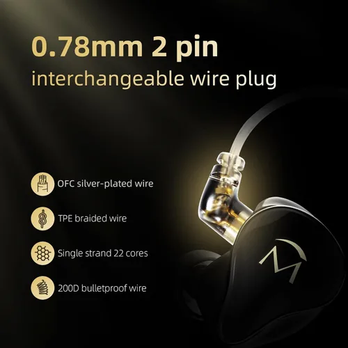 Miniatura 5 de SHANLING Auriculares intrauditivos Music1, controlador dinámico de 0.354 in, auriculares IEM con controles de micrófono y reproducción, auriculares