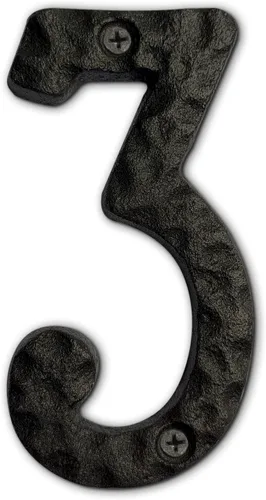 Miniatura 15 de Números de dirección de casa de 4 pulgadas de altura, número de casa de hierro fundido, acabado negro inoxidable, número 1