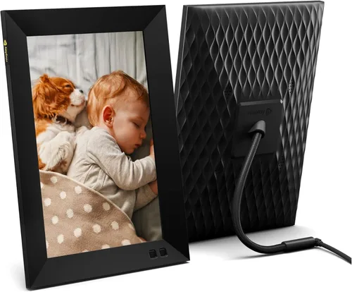 Nixplay Smart Digital Picture Frame I 10.1 pulgadas I WiFi I Negro I Listas de reproducción familiares compartidas I Aplicación móvil, correo