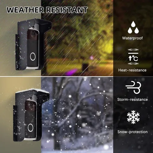 Miniatura 2 de Cubierta de lluvia para timbre de puerta, antirreflejos, de acero, con bloqueo de clima, protección solar para la mayoría de timbres de video