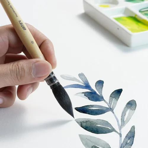 Miniatura 5 de ARTIFY - Pinceles de acuarela para cabello de ardilla natural profesional, punta fina redonda, pincel de acuarela para trazos grandes, ideal