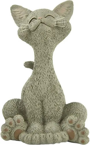 Miniatura 10 de JFSM INC. Figura de gato negro sonriente de 5 pulgadas, bonita estatua de gatito de resina para decoración del hogar u oficina, colección Happy Cat