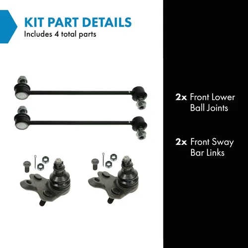 Miniatura 2 de TRQ Kit de suspensión delantera articulación esférica estabilizador de barra estabilizadora compatible con 2003-2010 Pontiac Vibe 2005-2010 Scion tC