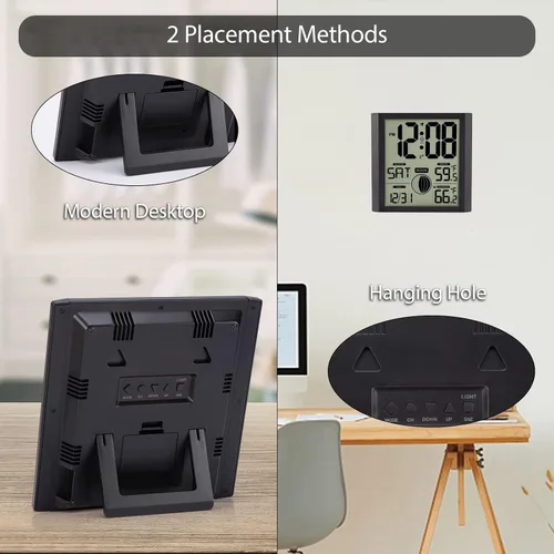 Miniatura 7 de Reloj de pared atómico con pantalla de números grandes para interiores y exteriores Wall Clock Battery Operated, Alarm