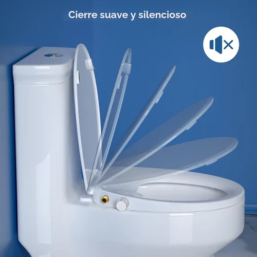 Miniatura 6 de Clirass Asiento de inodoro de bidé redondo con cierre silencioso, asiento de inodoro de bidé no eléctrico con boquillas duales autolimpiables, se