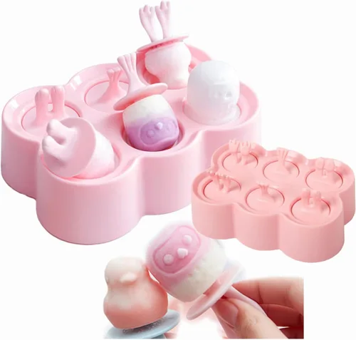 Moldes de mini paletas para niños y bebés, con formas de animales, 6 piezas, máquina de hacer paletas de hielo, sin BPA, de silicona, para hacer